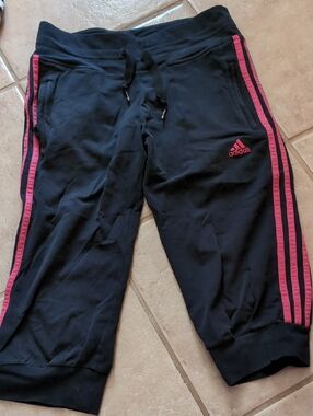 adidas Black Pants with Pink Side Stripes